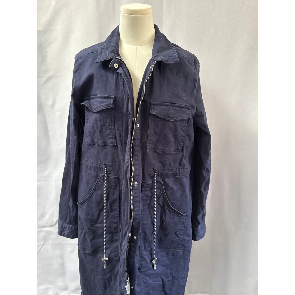 Women’s dip Navy Blue Trench coat Sz L